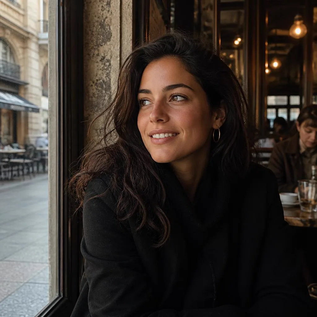 Donna adulta seduta in un bar